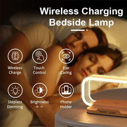 Touch Control 10w Wireless Charger Lamp with Stepless Dimming