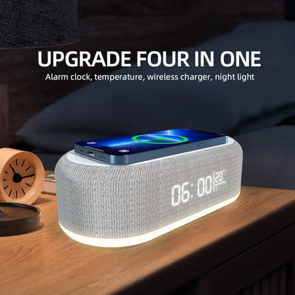 Wireless Charging Dock Station with Alarm Clock & Night Light