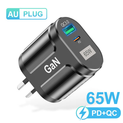 65w Fast Charger AU EU US UK Plug