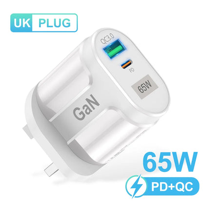 65w Fast Charger AU EU US UK Plug