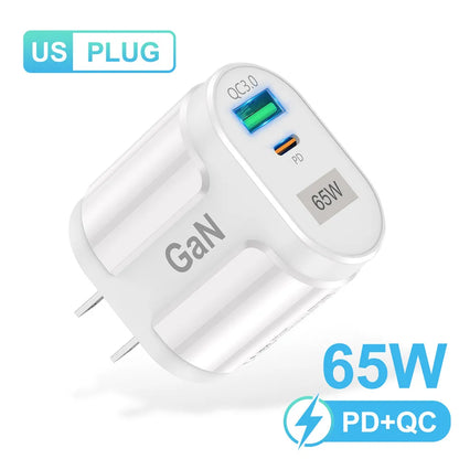 65w Fast Charger AU EU US UK Plug